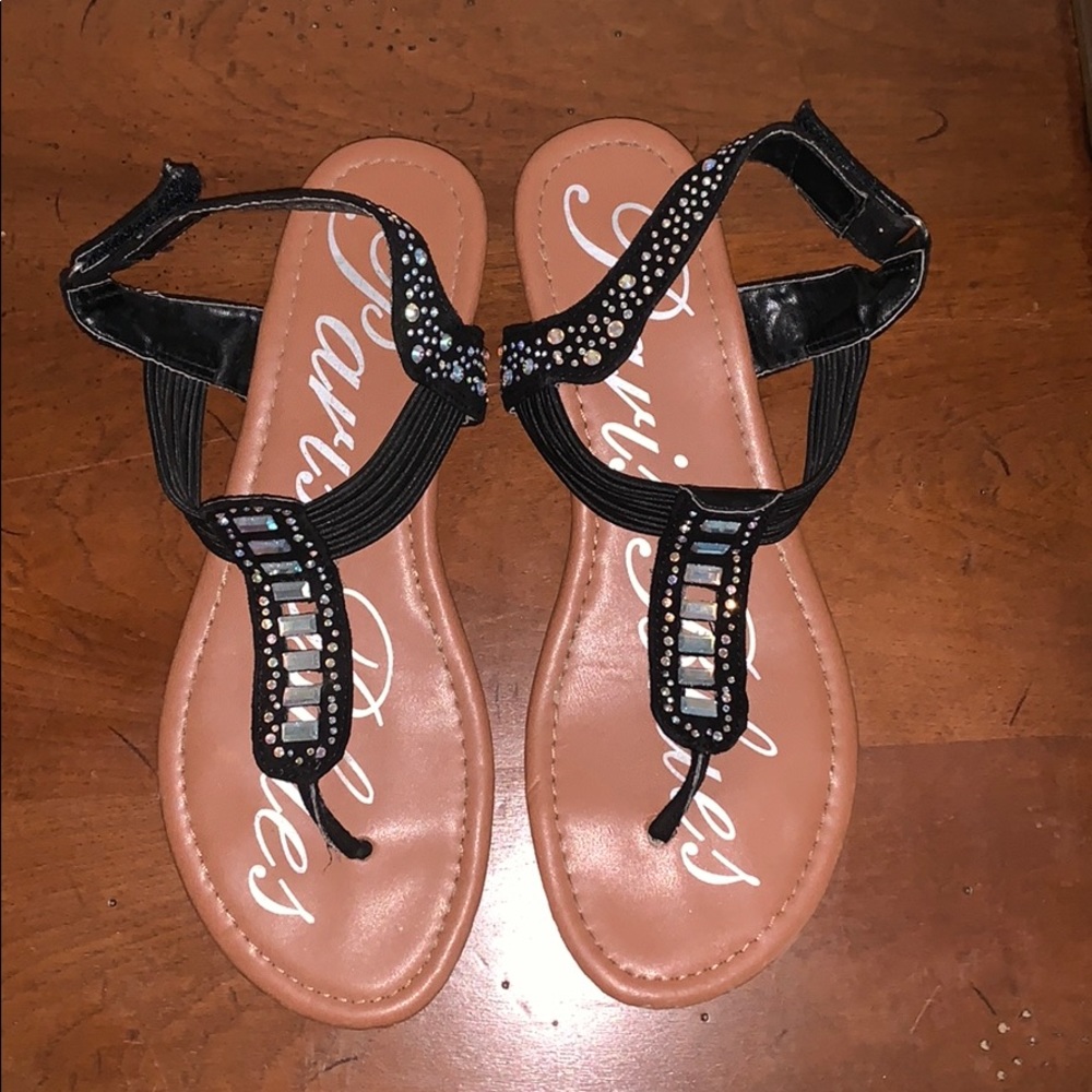 Black and Jeweled Sandals